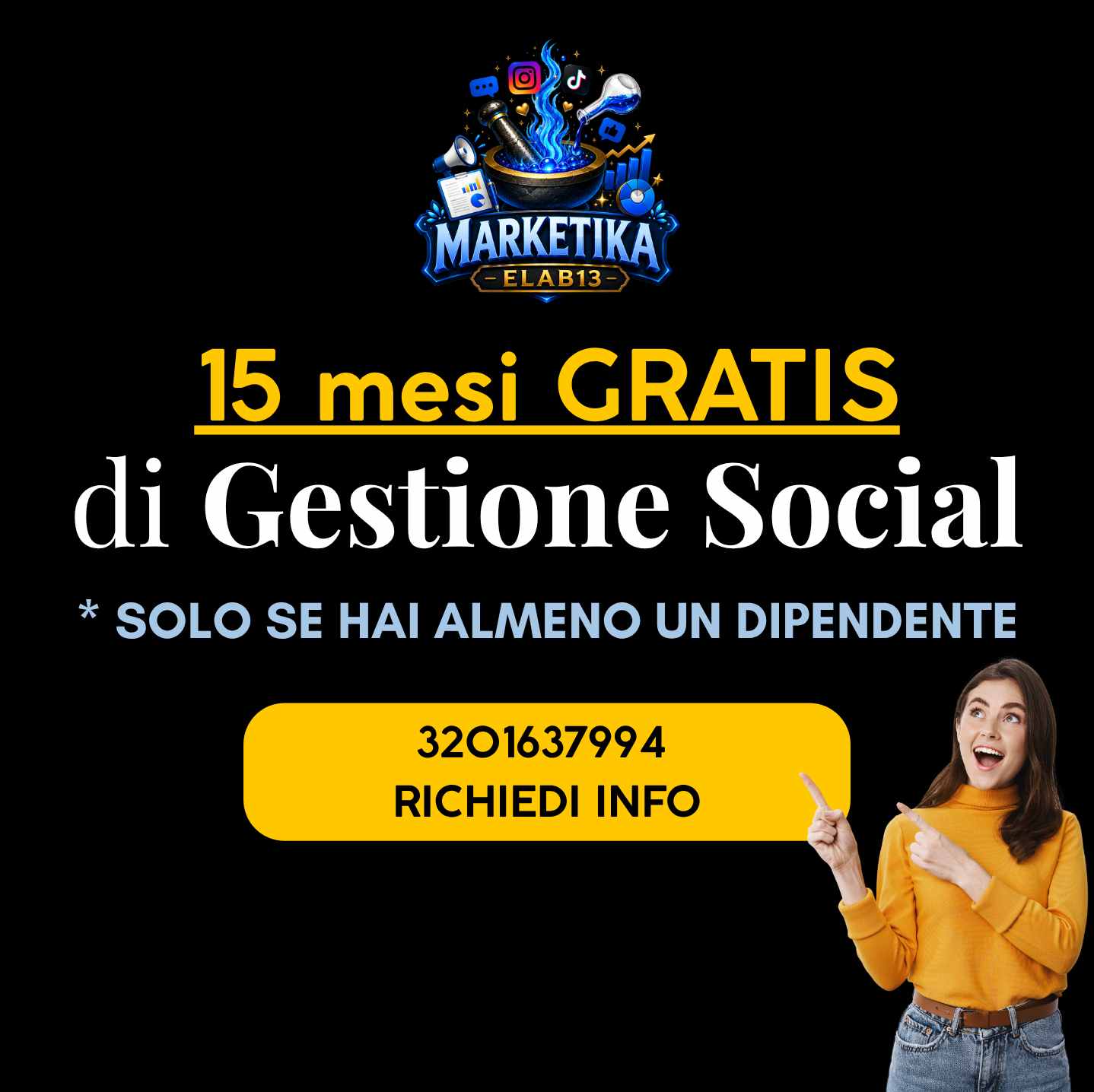 Banner 15 Mesi Social Gratis Marketika